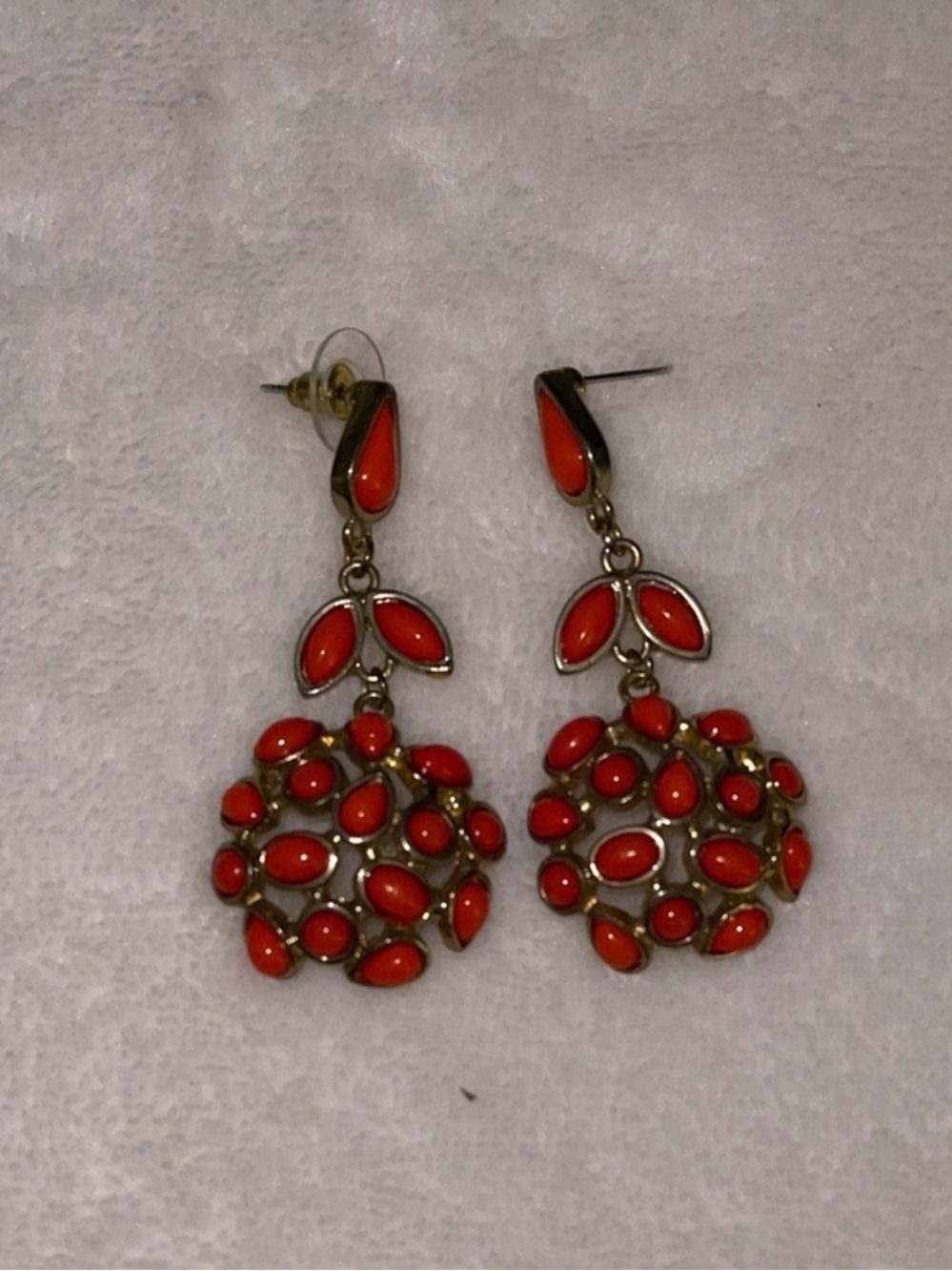 Elegant Orange Cluster Drop Earrings - Women Jewelry